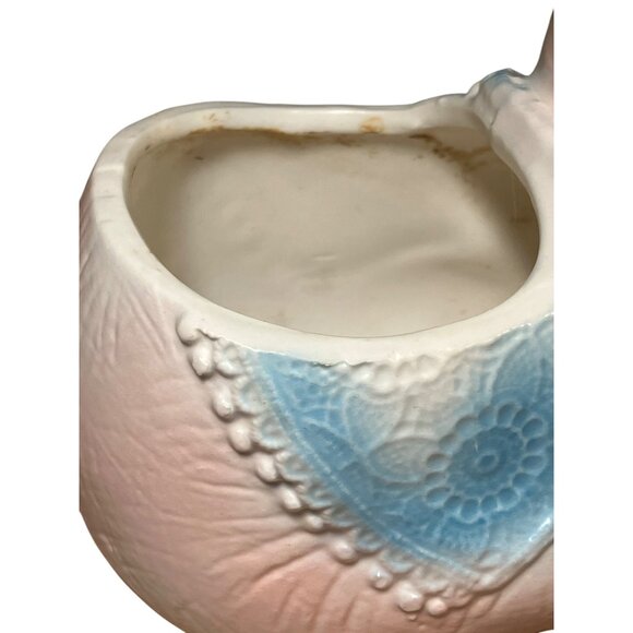 Napcoware Vintage Hippo Pink Blue Ceramic Baby Gift Planter C-8569 - Picture 10 of 15